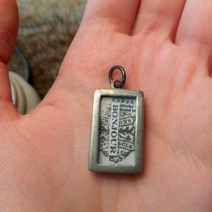 Sterling silver vintage French print box necklace